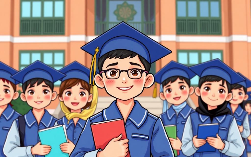 Siswa Indonesia berseragam dengan toga